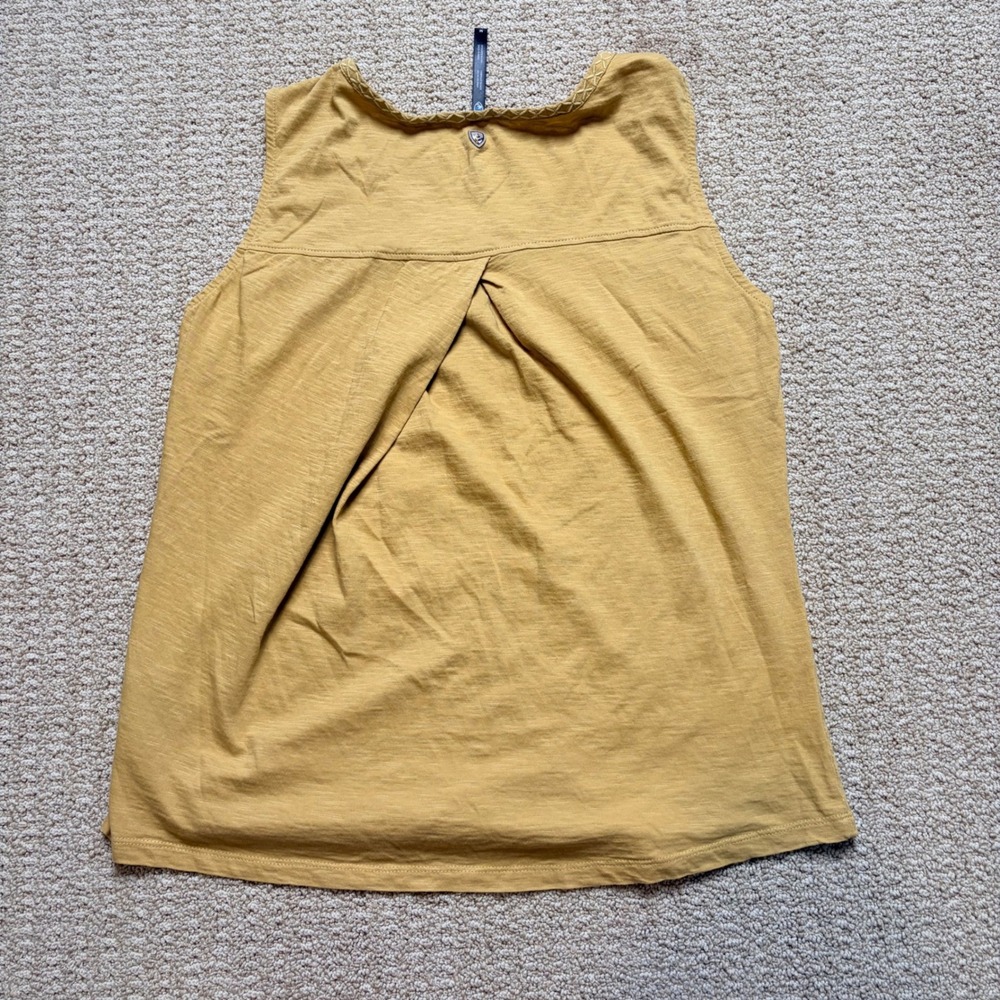 Kuhl Womens Mustard Yellow Embroidered V-Neck Sleeveless Slub Jersey Top Size M - Picture 2 of 8